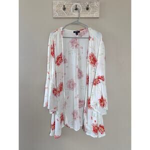 Torrid Floral White Cardigan Blouse 1/2